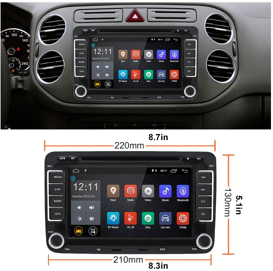 BOSION Navigation Wince 6 Double Din 8-inch Touch Screen Car DVD Player for VW  Volkswagen Jetta Golf 5/6 Skoda Passat Caddy T5 Seat for Bluetooth GPS RDS  Radio FM AM SWC Rearview