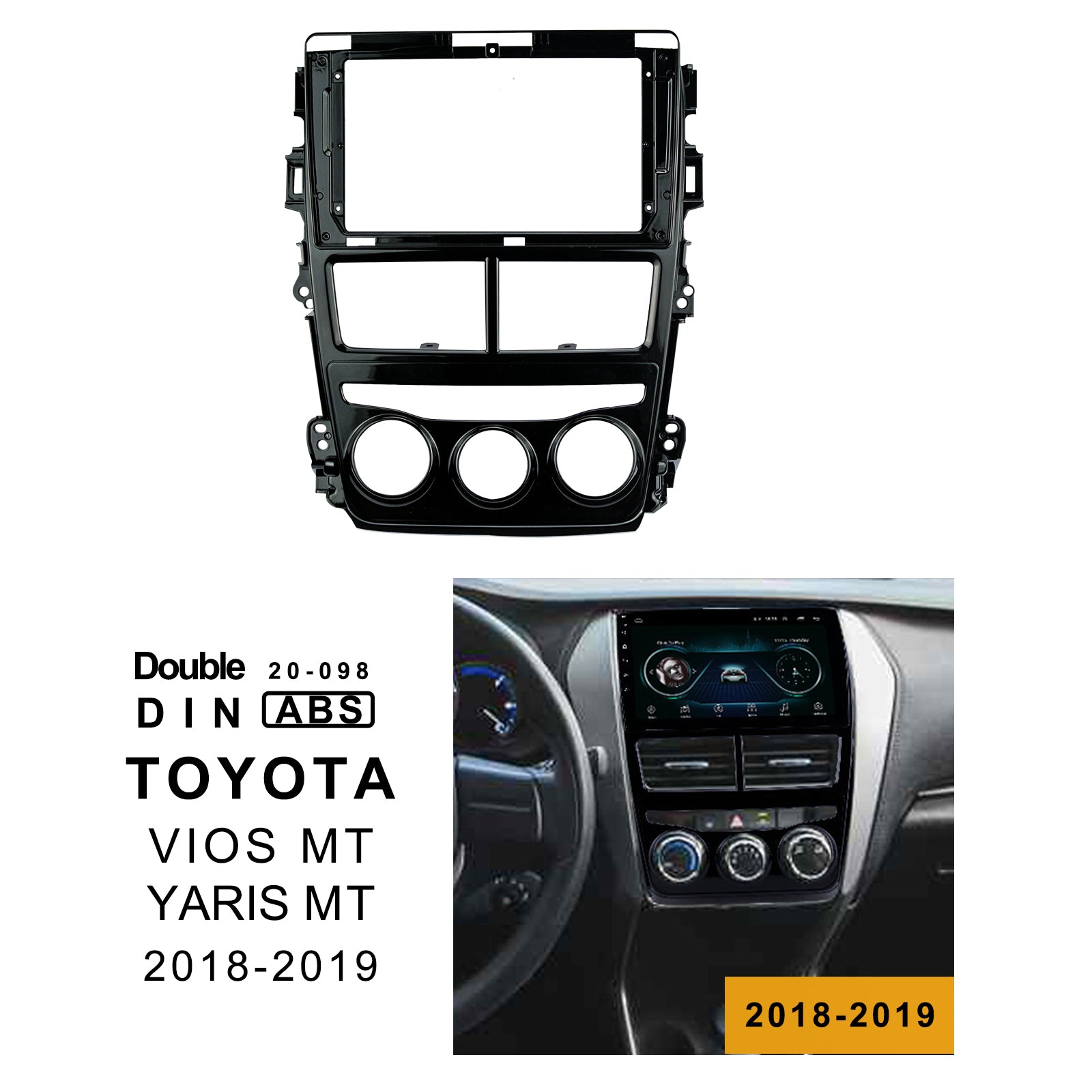 Car Radio In-Dash Mounting Frame Radio Installation Fascia for Toyota VIOS MT / YARIS MT 2018-2019 with 9 inch Screen Car Stereo - lexxson official store