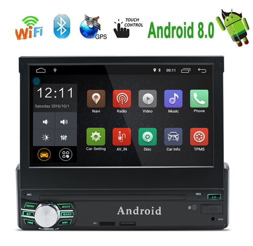 1Din Android 8.0 7in Car Stereo Radio GPS Bluetooth Wifi USB Multimedia Player - lexxson official store
