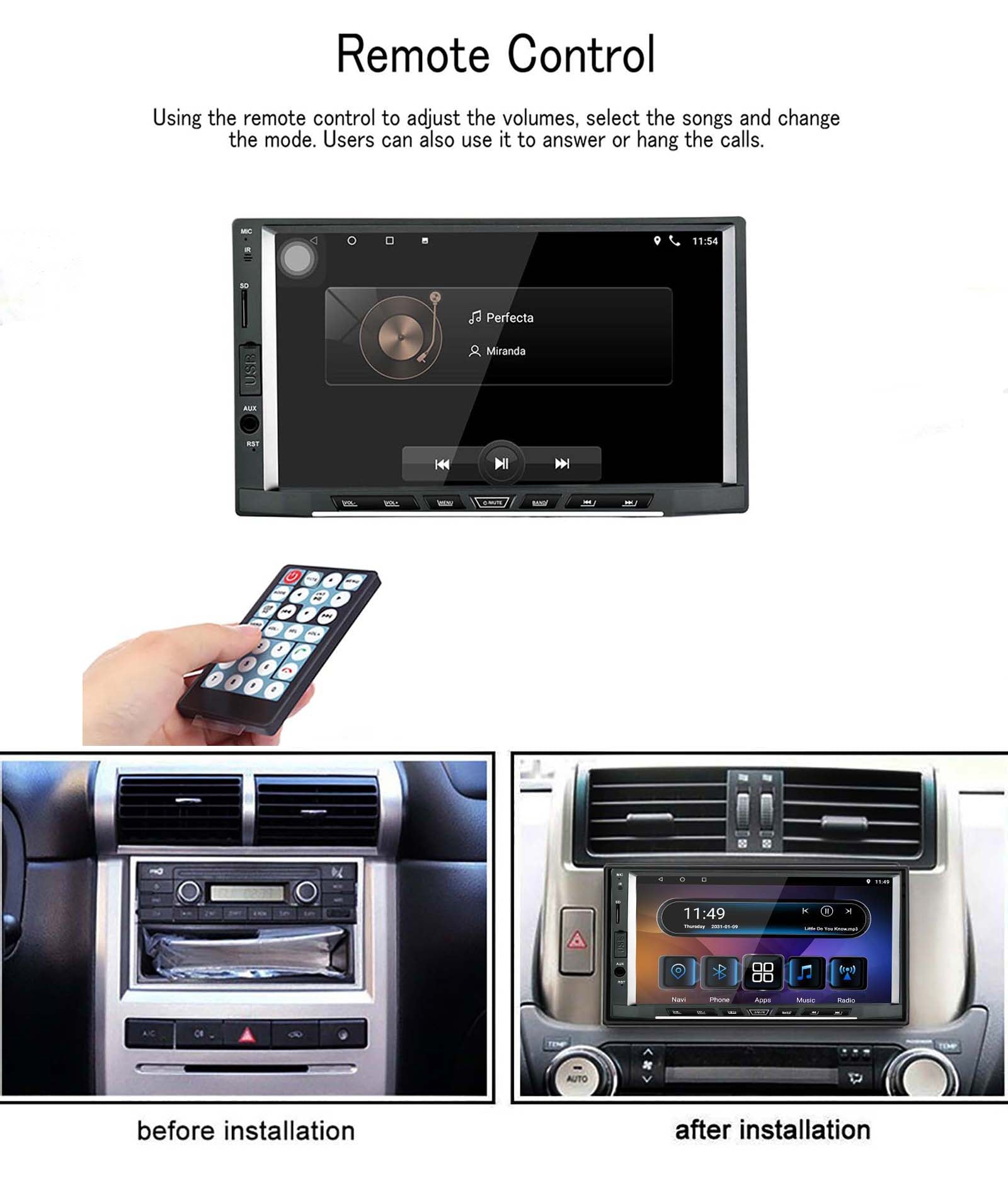 Single Din Bluetooth Car Stereo: 9 Inch IPS Touchscreen Audio with Carplay  | Android Auto | MirrorLink | Backup Camera | FM/AM Car Radio 